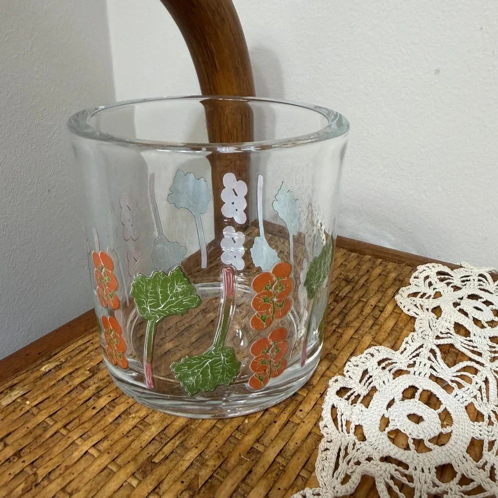 Vintage Garden Vegetable Rocks Glass Tomato Rhubarb Farmhouse Kitchen Decor